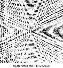 Radial halftone texture is black and white. Vector monochrome pattern