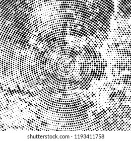 Radial halftone texture is black and white. Vector monochrome pattern