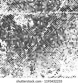 Radial halftone texture is black and white. Vector monochrome pattern