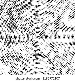 Radial halftone texture is black and white. Vector monochrome pattern