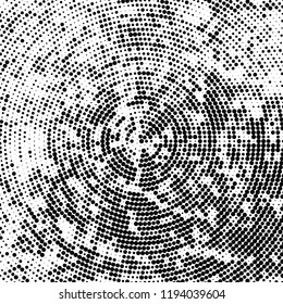 Radial halftone texture is black and white. Vector monochrome pattern