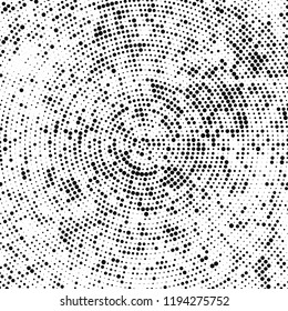 Radial halftone texture is black and white. Vector monochrome pattern