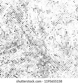 Radial halftone texture is black and white. Vector monochrome pattern
