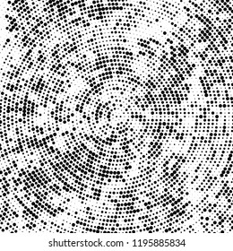 Radial halftone texture is black and white. Vector monochrome pattern