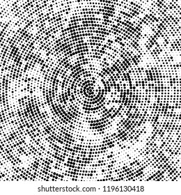 Radial halftone texture is black and white. Vector monochrome pattern