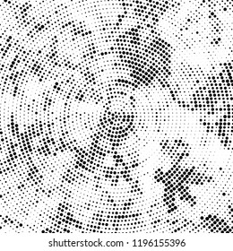 Radial halftone texture is black and white. Vector monochrome pattern