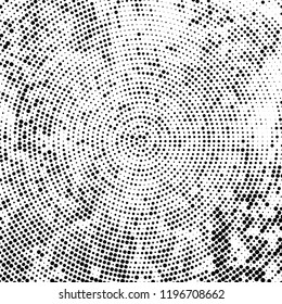 Radial halftone texture is black and white. Vector monochrome pattern
