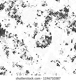 Radial halftone texture is black and white. Vector monochrome pattern