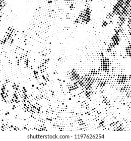 Radial halftone texture is black and white. Vector monochrome pattern