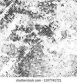 Radial halftone texture is black and white. Vector monochrome pattern