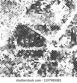 Radial halftone texture is black and white. Vector monochrome pattern