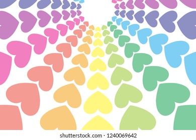 Radial heart pattern and light, power of love, rainbow color