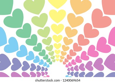 Radial heart pattern and light, power of love, rainbow color