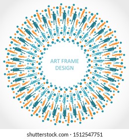 Radial human silhouettes in circle form. Fireworks explosion background. Circular design element. Abstract geometric star rays. Design element for medical, treatment, cosmetic emblem