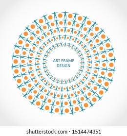 Radial human silhouettes in circle form. Fireworks explosion background. Circular design element. Abstract geometric star rays. Design element for medical, treatment, cosmetic emblem