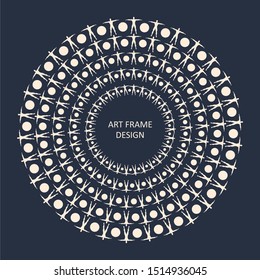 Radial human silhouettes in circle form. Fireworks explosion background. Circular design element. Abstract geometric star rays. Design element for medical, treatment, cosmetic emblem