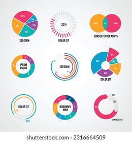 Radial Infographic Element. Business data graphs. Vector financial and marketing charts.