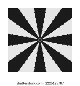 Radial inverted Aloe Vera leaves square. A symbol made from eight succulents displaying thorny edges. Isolated on a white background.