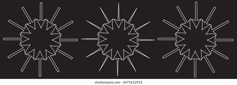 Radial inward arrows silhouette shape icon. A circular arrangement of black arrow shapes. Isolated on a white background.