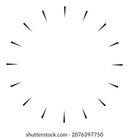 Símbolo vector de vigas de luz radial, efecto halo sobre fondo blanco