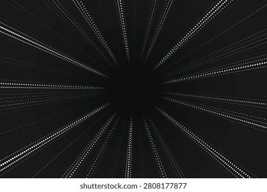Radial light streaks on black background, lightstreaks radialpattern blackbackground dots glow