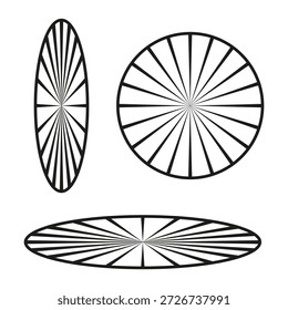 Ícone de linha radial. Círculo falou Vetor. Símbolo geométrico da roda. Padrão de raio redondo exclusivo. Movimento de ciclo moderno. EPS 10.