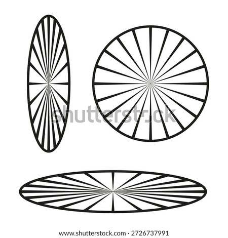 Radial line icon. Circle spoke Vector. Geometric wheel symbol. Unique round spoke pattern. Modern cycle movement. EPS 10.