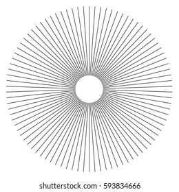 Radial lines abstract geometric element. Spokes, radiating stripes.