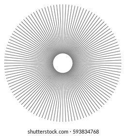 Radial lines abstract geometric element. Spokes, radiating stripes.