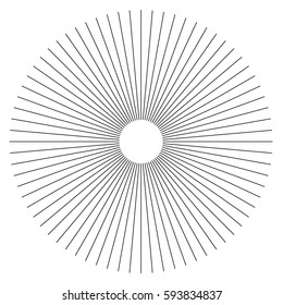 Radial lines abstract geometric element. Spokes, radiating stripes.