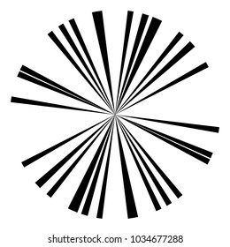 Radial lines abstract geometric graphic. Radial, radiating stripes, lines