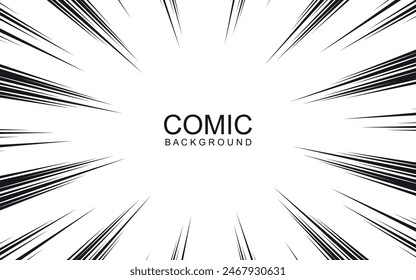 Radial lines background for comic books. Manga speed frame, explosion background. Black and white vector illustration