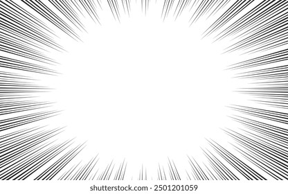 Radial lines background for comic books. Manga speed frame, superhero action, explosion background. Vector illustration