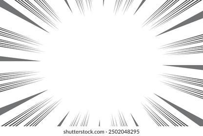 Fondo de líneas radiales para cómics. Manga marco de velocidad, acción de superhéroes, fondo de explosión. Ilustración vectorial