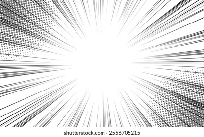 Radial lines background for comic books. Manga speed frame, superhero action, explosion background. Vector illustration