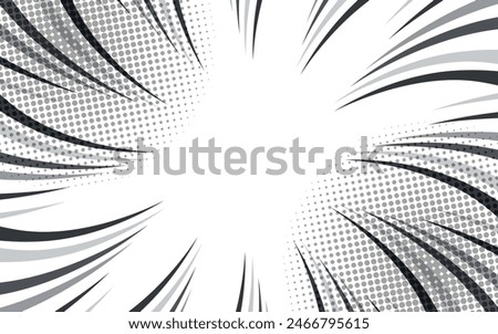 Radial lines background for comic books. Manga speed frame, explosion background. Black and white vector illustration