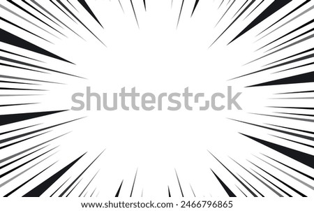 Radial lines background for comic books. Manga speed frame, explosion background. Black and white vector illustration