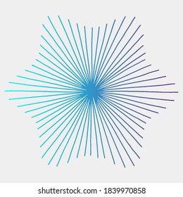 fondo de líneas radiales elemento de ráfaga de rayos solares o estrellas Sello de lucha cuadrado para tarjeta o logotipo Textura gráfica de velocidad ilustración vectorial de explosión