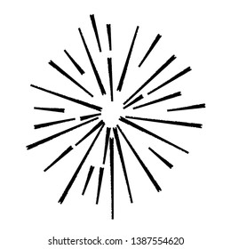 Radial Lines in Circle Form for comic books . Explosion background . Vector Illustration . Vintage round Logo . Handwritten Design element . Abstract Geometric shape . Sunburst .
