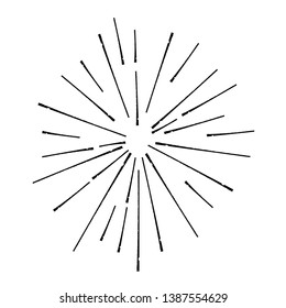 Radial Lines in Circle Form for comic books . Explosion background . Vector Illustration . Vintage round Logo . Handwritten Design element . Abstract Geometric shape . Sunburst .