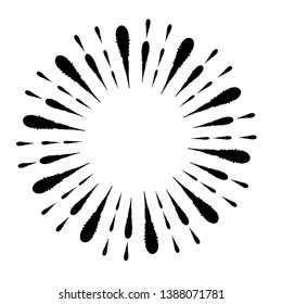 Radial Lines in Circle Form for comic books . Explosion background . Vector Illustration . Vintage round Logo . Handwritten Design element . Abstract Geometric shape . Sunburst .