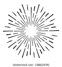 Radial Lines in Circle Form for comic books . Explosion background . Vector Illustration . Vintage round Logo . Handwritten Design element . Abstract Geometric shape . Sunburst .