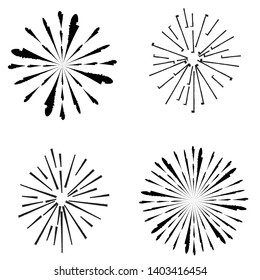 Radial Lines in Circle Form for comic books . Explosion background . Vector Illustration . Vintage round Logo . Handwritten Design element . Abstract Geometric shape . Sunburst .