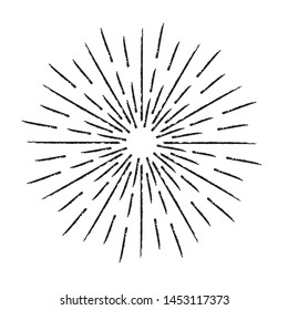 Radial Lines in Circle Form for comic books . Explosion background . Vector Illustration . Vintage round Logo . Handwritten Design element . Abstract Geometric shape . Sunburst .