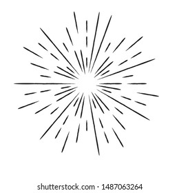 Radial Lines in Circle Form for comic books . Explosion background . Vector Illustration . Vintage round Logo . Handwritten Design element . Abstract Geometric shape . Sunburst .