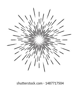 Radial Lines in Circle Form for comic books . Explosion background . Vector Illustration . Vintage round Logo . Handwritten Design element . Abstract Geometric shape . Sunburst .