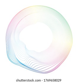 Radial  Lines in Circle Form for comic books . Explosion background . Vector Illustration .Technology round Logo . Circular Design element . Abstract Geometric shape . 