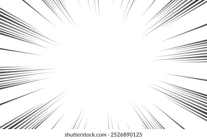 Radial lines for comic books isolated on white background. Comic action frame.