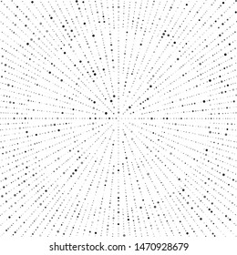 Radial lines consisting of gray circles of various sizes and shades