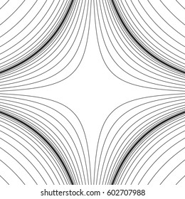 Radial lines with deformation effect. Radiating distorted mesh, grid